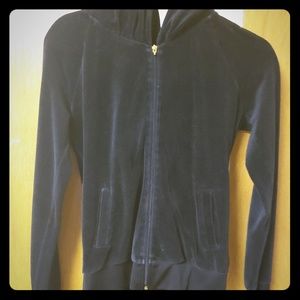 Black velour juicy couture zipup hoodie